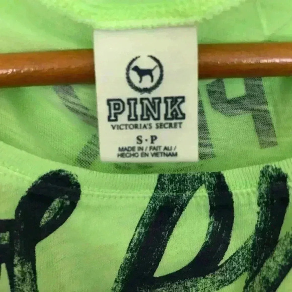 Pink VS Women Solid Boat Straps SP Lime T-Shirt - Picture 4 of 7